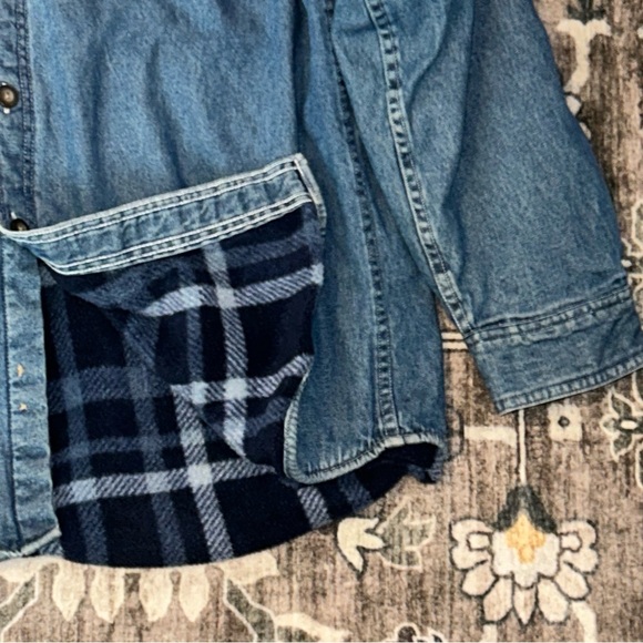 Falls Creek VTG flannel lined Men's Blue Denim Shirt Jacket - Picture 4 of 4